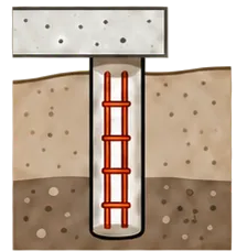 Cross-section of a reinforced concrete pier poured into a drilled shaft.